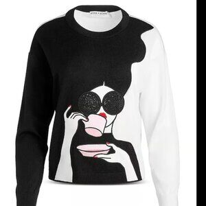 Alice and Olivia Gleeson Staceface Graphic Sweater Size M